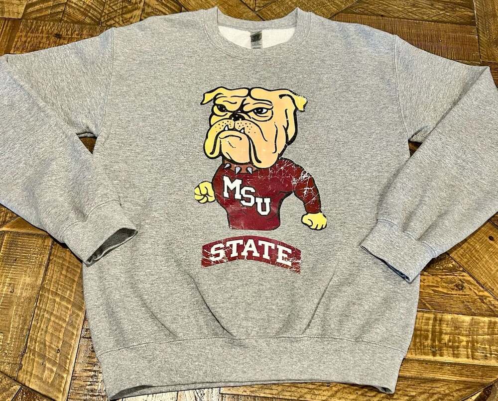 Gildan Mississippi State University Walking Bully Sweatshirt Size S Gray